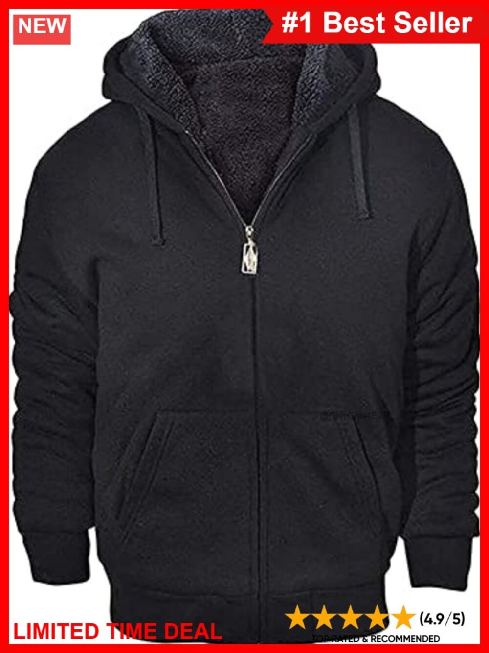 Sherpa Lined Full Zip Hoodie Heavyweight Fleece Sweatshirt
